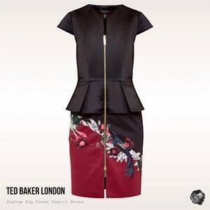 Ted Baker Black and Burgundy Floral Dress